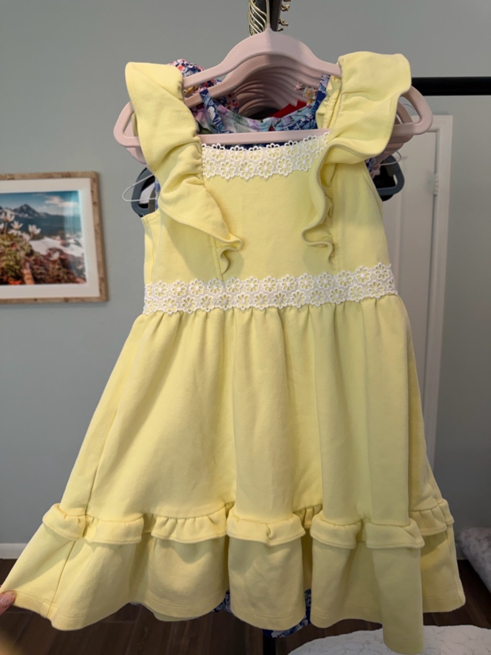 Janie and Jack Soft Yellow Ruffle Lace Trim Dress
